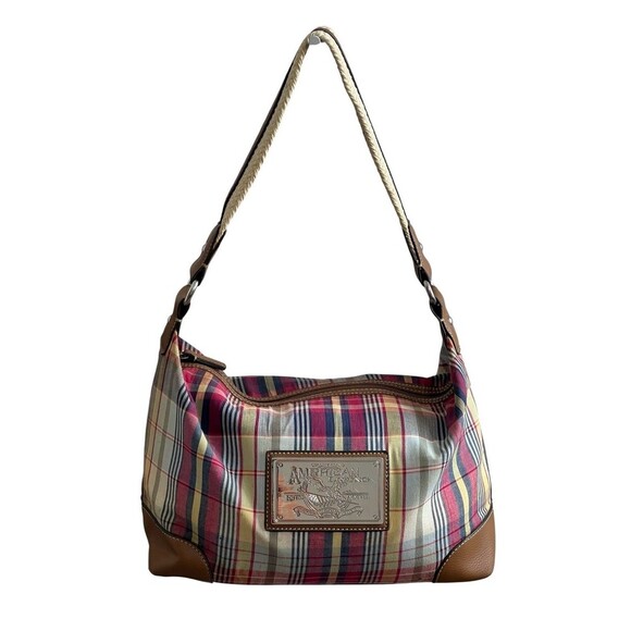 American Living Preppy Plaid Ivy League Old Money Shoulder Bag Multicolor - Picture 9 of 9